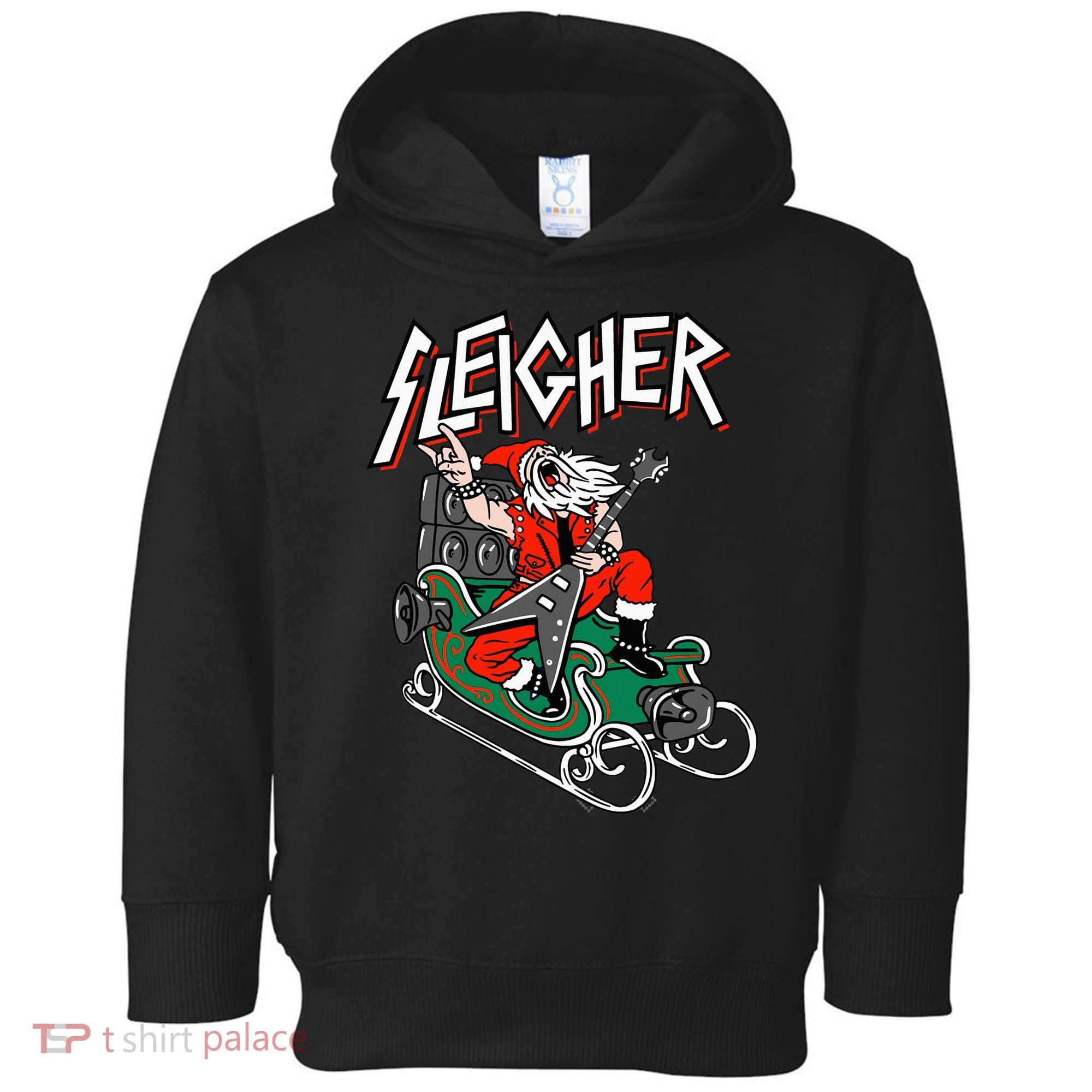 Ugly Christmas Sweater Sleigher Heavy Metal Santa Xmas Toddler Hoodie