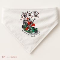 Ugly Christmas Sweater Sleigher Heavy Metal Santa Xmas USA-Made Doggie Bandana thumb 0