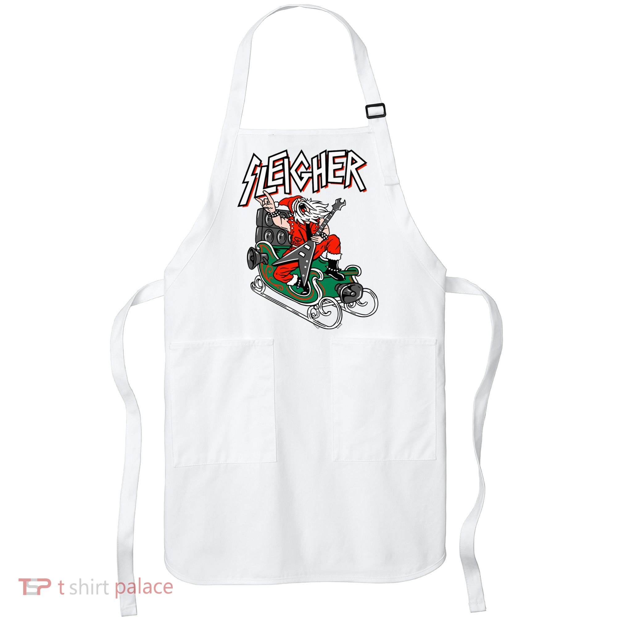 Ugly Christmas Sweater Sleigher Heavy Metal Santa Xmas Apron