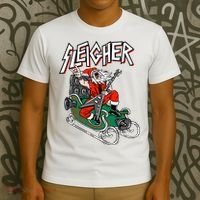 Ugly Christmas Sweater Sleigher Heavy Metal Santa Xmas T-Shirt thumb 3