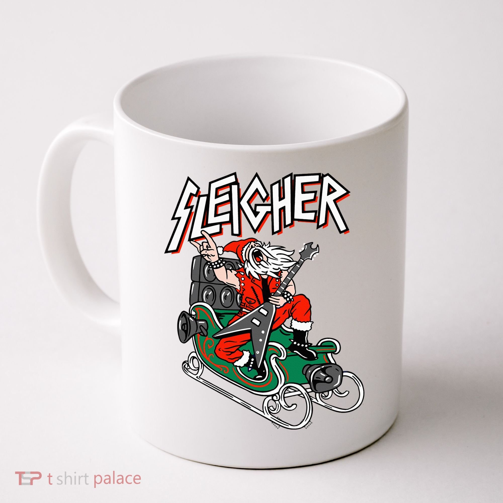 Ugly Christmas Sweater Sleigher Heavy Metal Santa Xmas Coffee Mug