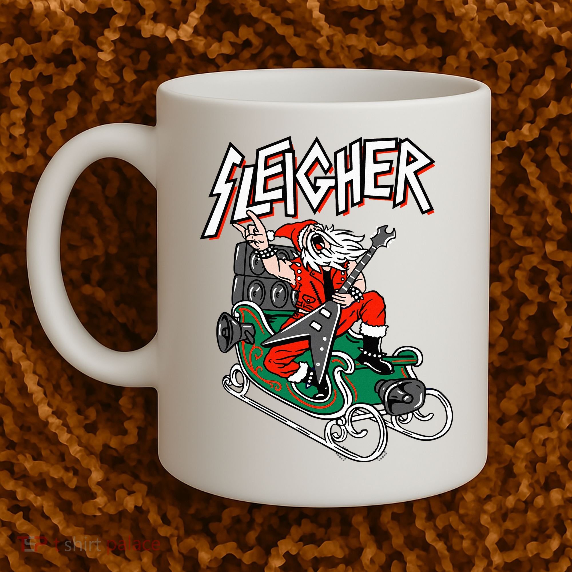 Ugly Christmas Sweater Sleigher Heavy Metal Santa Xmas Coffee Mug