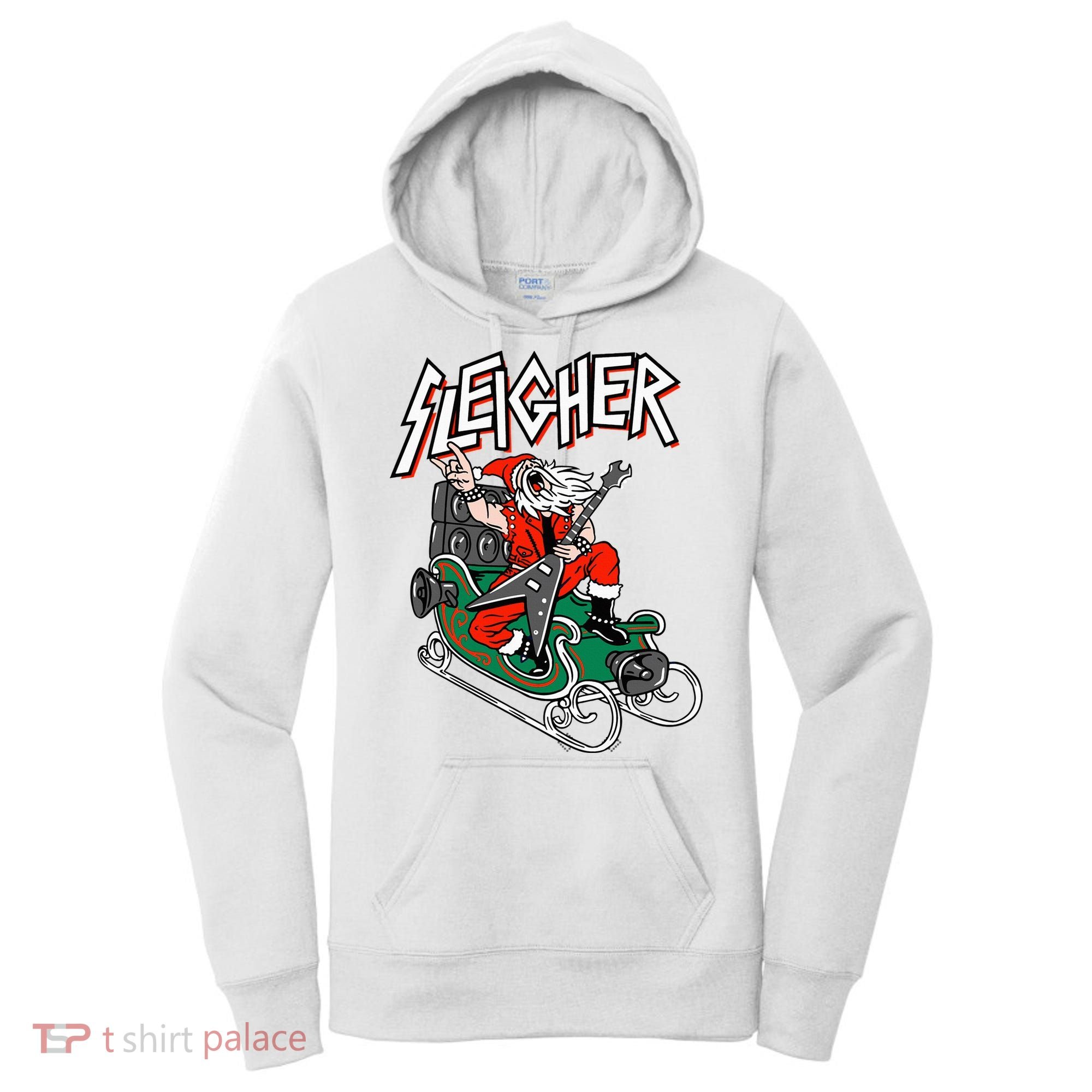 Ugly Christmas Sweater Sleigher Heavy Metal Santa Xmas Women's Hoodie