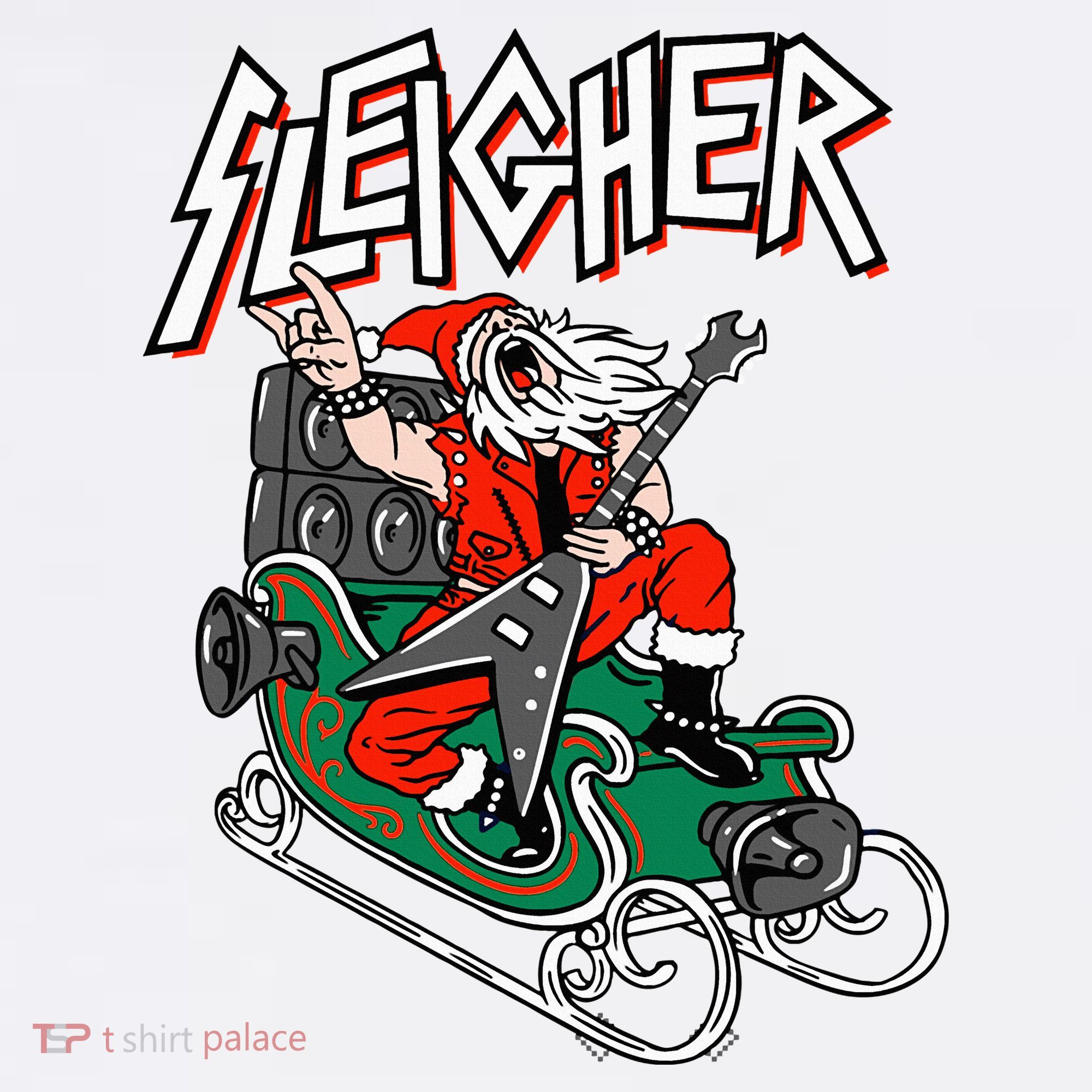 Ugly Christmas Sweater Sleigher Heavy Metal Santa Xmas Women's Hoodie