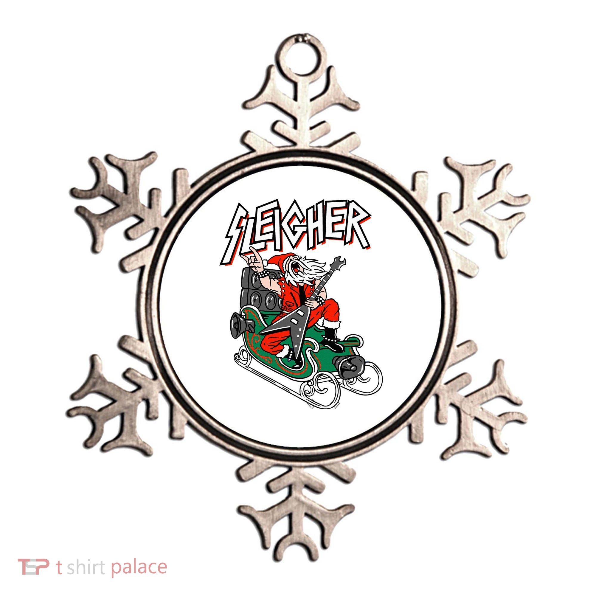 Ugly Christmas Sweater Sleigher Heavy Metal Santa Xmas Ornament