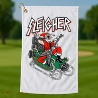 Ugly Christmas Sweater Sleigher Heavy Metal Santa Xmas Golf Towel thumb 1