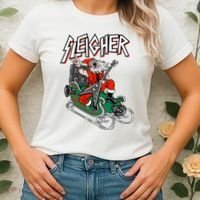Ugly Christmas Sweater Sleigher Heavy Metal Santa Xmas Women's T-Shirt thumb 2