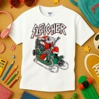 Ugly Christmas Sweater Sleigher Heavy Metal Santa Xmas Kids T-Shirt thumb 3