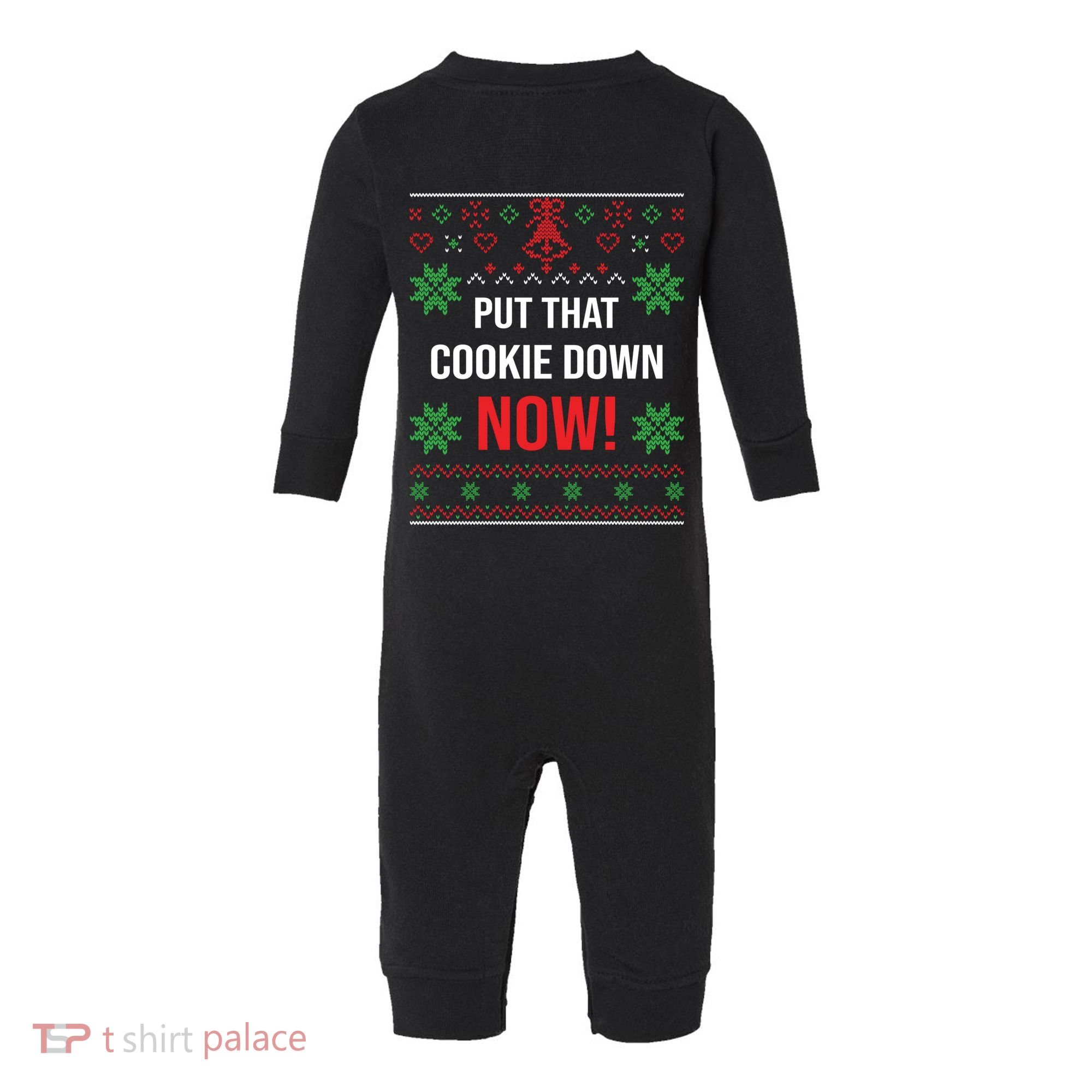 Ugly Christmas Sweater Put That Cookie Down Santa Claus Gift Infant Fleece One Piece