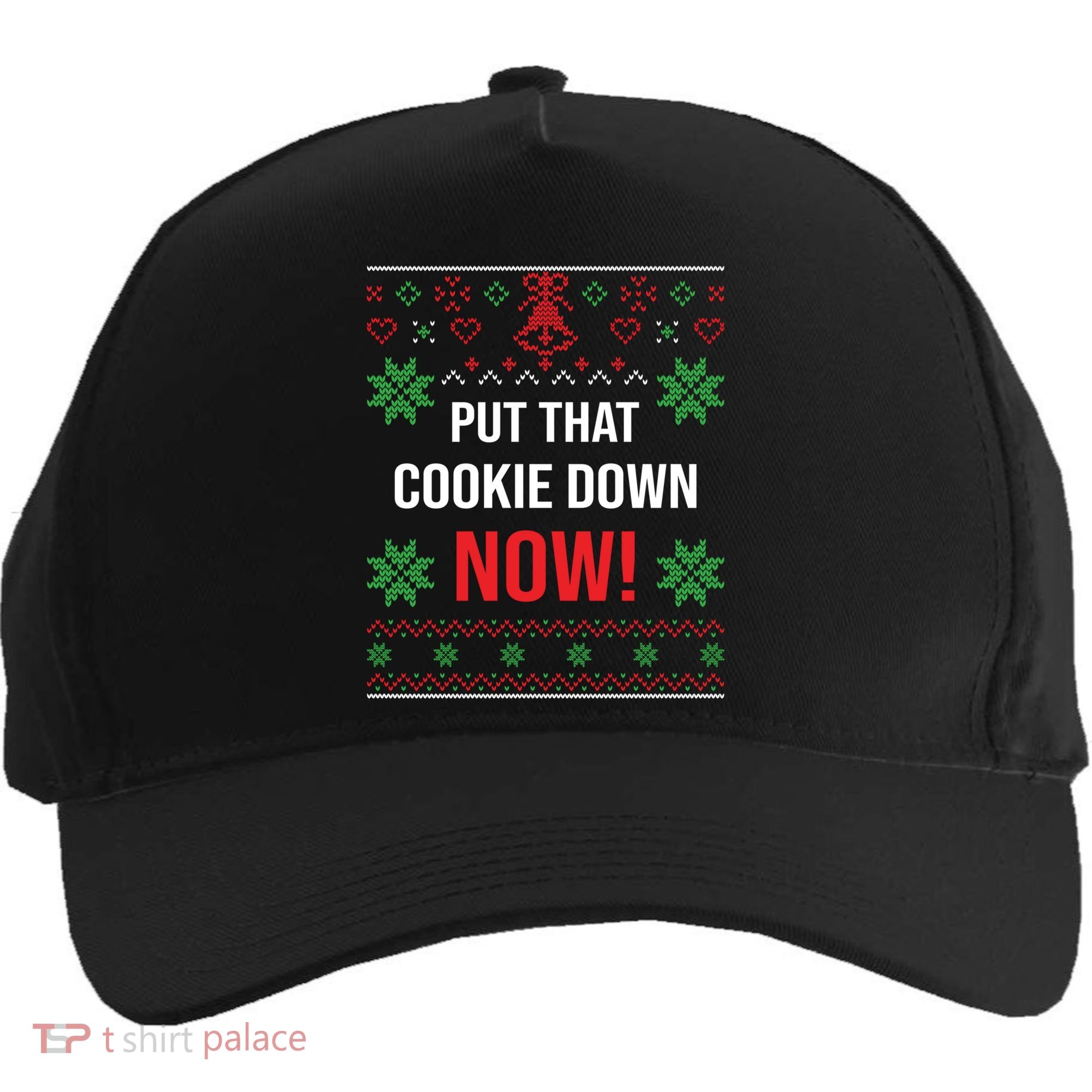 Ugly Christmas Sweater Put That Cookie Down Santa Claus Gift Five-Panel Snapback Cap