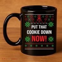 Ugly Christmas Sweater Put That Cookie Down Santa Claus Gift 11oz C Handle Ceramic Mug thumb 4