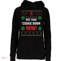 Ugly Christmas Sweater Put That Cookie Down Santa Claus Gift Womens Funnel Neck Pullover Hood thumb 0