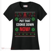 Ugly Christmas Sweater Put That Cookie Down Santa Claus Gift Women's Cooling Performance Crew T-Shirt thumb 0