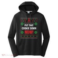 Ugly Christmas Sweater Put That Cookie Down Santa Claus Gift Performance Fleece Hoodie thumb 0