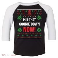 Ugly Christmas Sweater Put That Cookie Down Santa Claus Gift Toddler Fine Jersey T-Shirt thumb 0