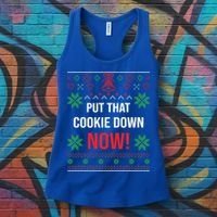 Ugly Christmas Sweater Put That Cookie Down Santa Claus Gift Women's Tank Top thumb 3