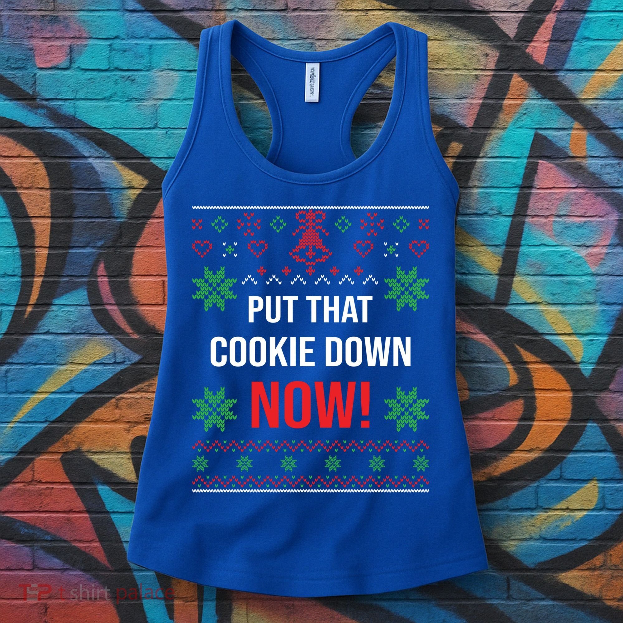 Ugly Christmas Sweater Put That Cookie Down Santa Claus Gift Women's Tank Top