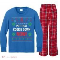 Ugly Christmas Sweater Put That Cookie Down Santa Claus Gift Kids Long Sleeve Plaid Pajama Set thumb 0