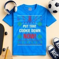 Ugly Christmas Sweater Put That Cookie Down Santa Claus Gift Kids Tie-Dye T-Shirt thumb 2