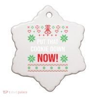 Ugly Christmas Sweater Put That Cookie Down Santa Claus Gift Ceramic Ornament thumb 0