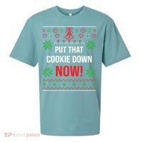 Ugly Christmas Sweater Put That Cookie Down Santa Claus Gift Sueded Cloud Jersey T-Shirt thumb 0