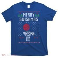 Ugly Christmas Sweater Ugly Sweater Swishmas Basketball Gift T-Shirt thumb 0