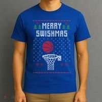 Ugly Christmas Sweater Ugly Sweater Swishmas Basketball Gift T-Shirt thumb 3