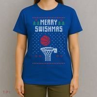 Ugly Christmas Sweater Ugly Sweater Swishmas Basketball Gift T-Shirt thumb 4