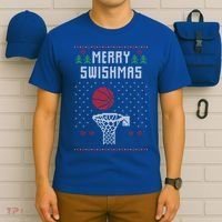 Ugly Christmas Sweater Ugly Sweater Swishmas Basketball Gift T-Shirt thumb 6