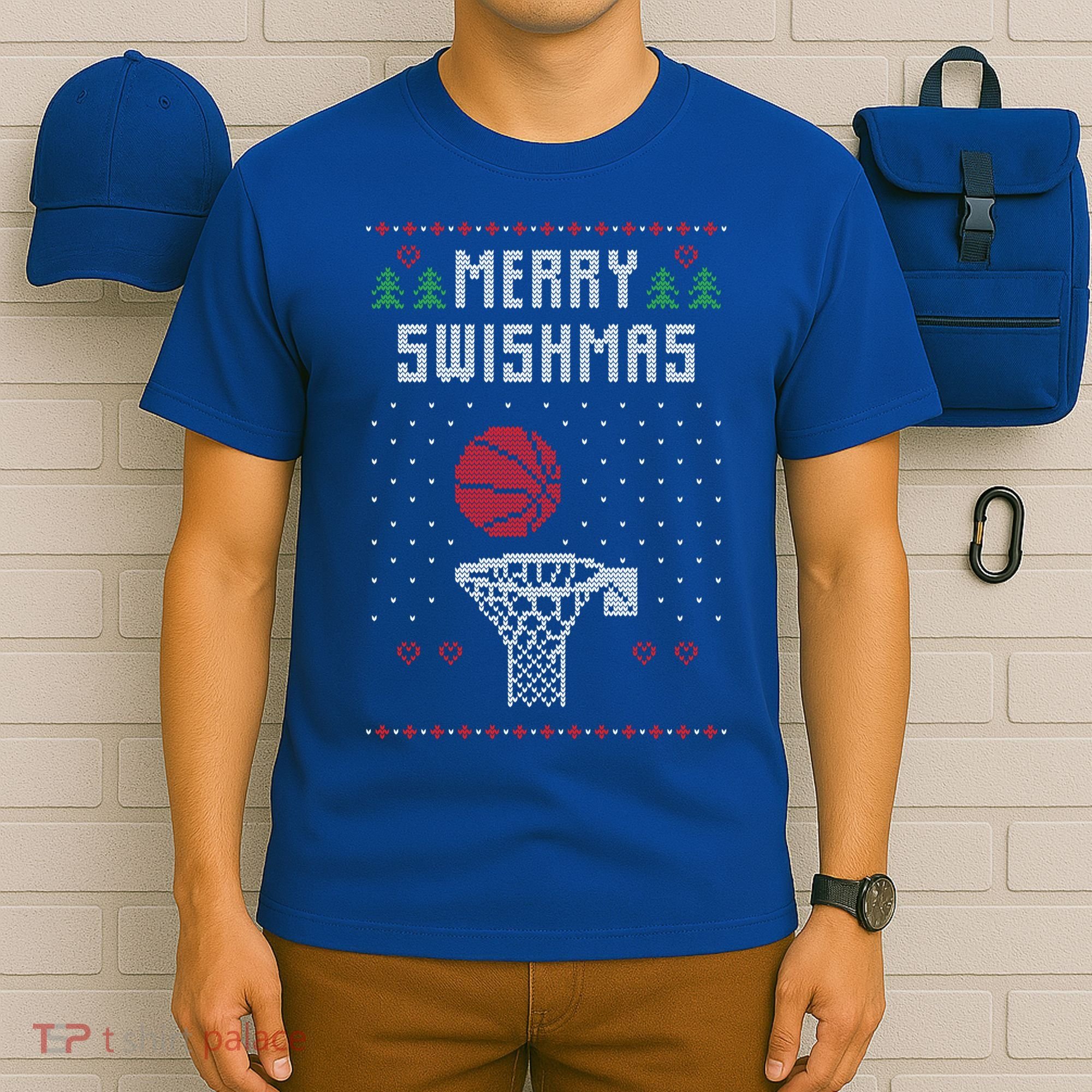 Ugly Christmas Sweater Ugly Sweater Swishmas Basketball Gift T-Shirt