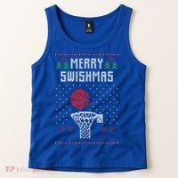 Ugly Christmas Sweater Ugly Sweater Swishmas Basketball Gift Tank Top thumb 2