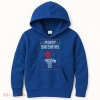 Ugly Christmas Sweater Ugly Sweater Swishmas Basketball Gift Kids Hoodie thumb 0