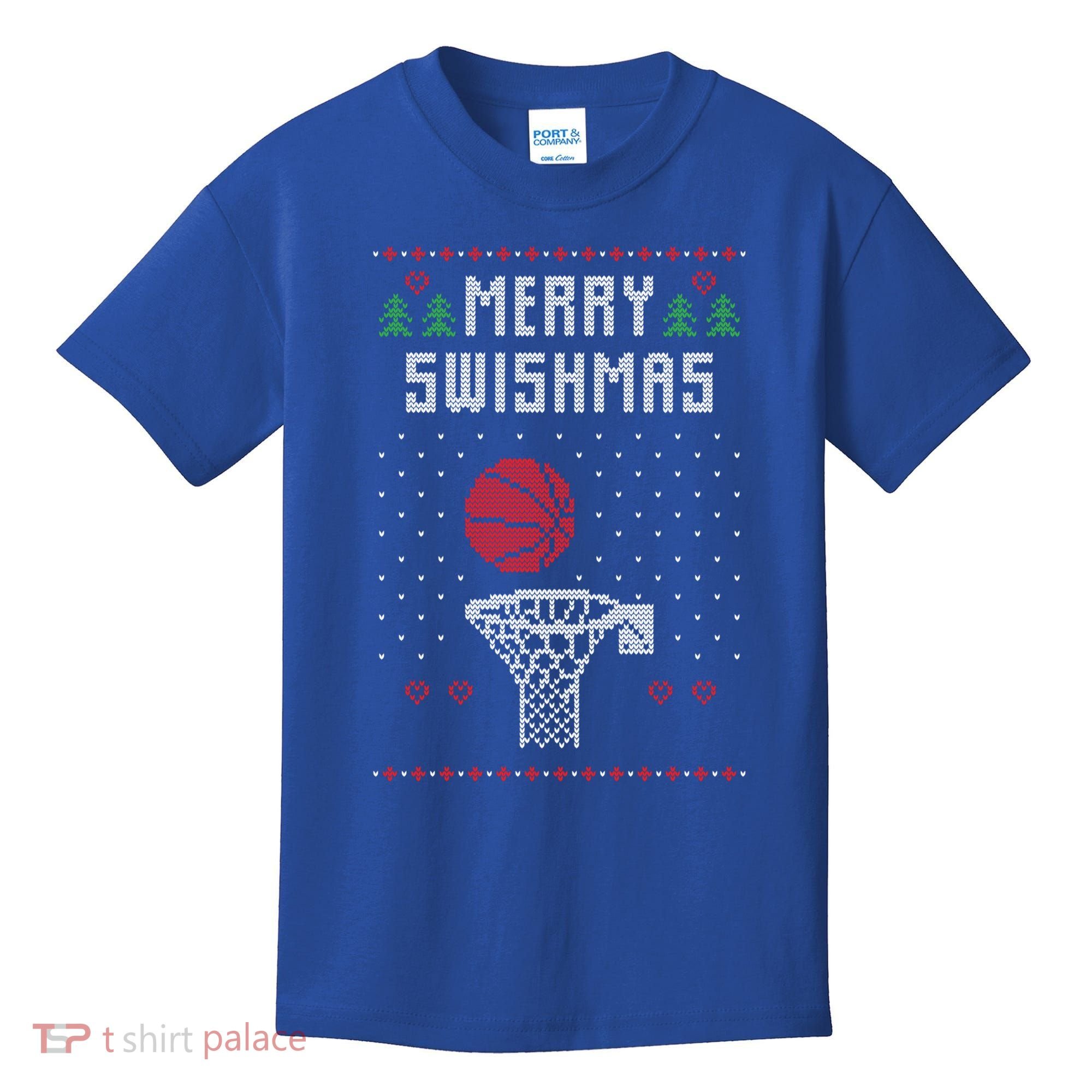 Ugly Christmas Sweater Ugly Sweater Swishmas Basketball Gift Kids T-Shirt