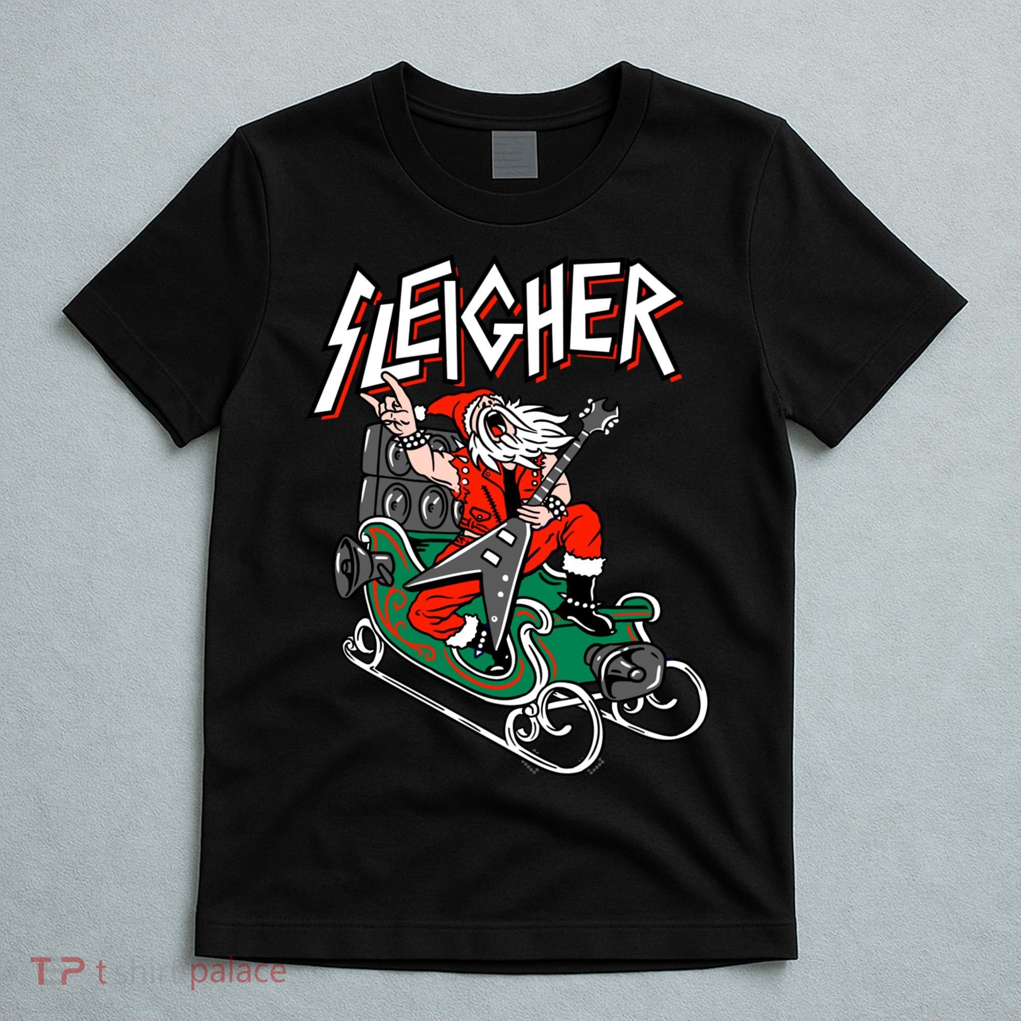 Ugly Christmas Sweater Sleigher Heavy Metal Santa Xmas T-Shirt