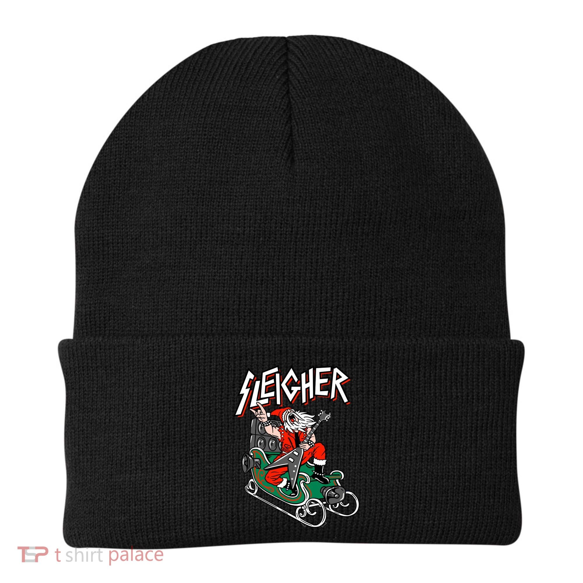 Ugly Christmas Sweater Sleigher Heavy Metal Santa Xmas Beanie
