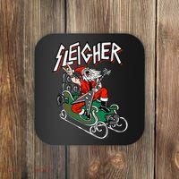 Ugly Christmas Sweater Sleigher Heavy Metal Santa Xmas Coaster thumb 0