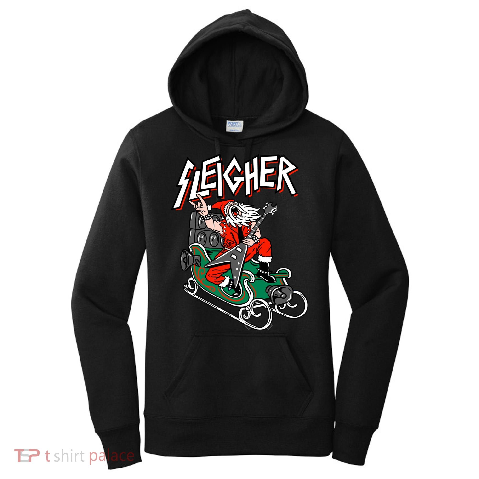Ugly Christmas Sweater Sleigher Heavy Metal Santa Xmas Women's Hoodie
