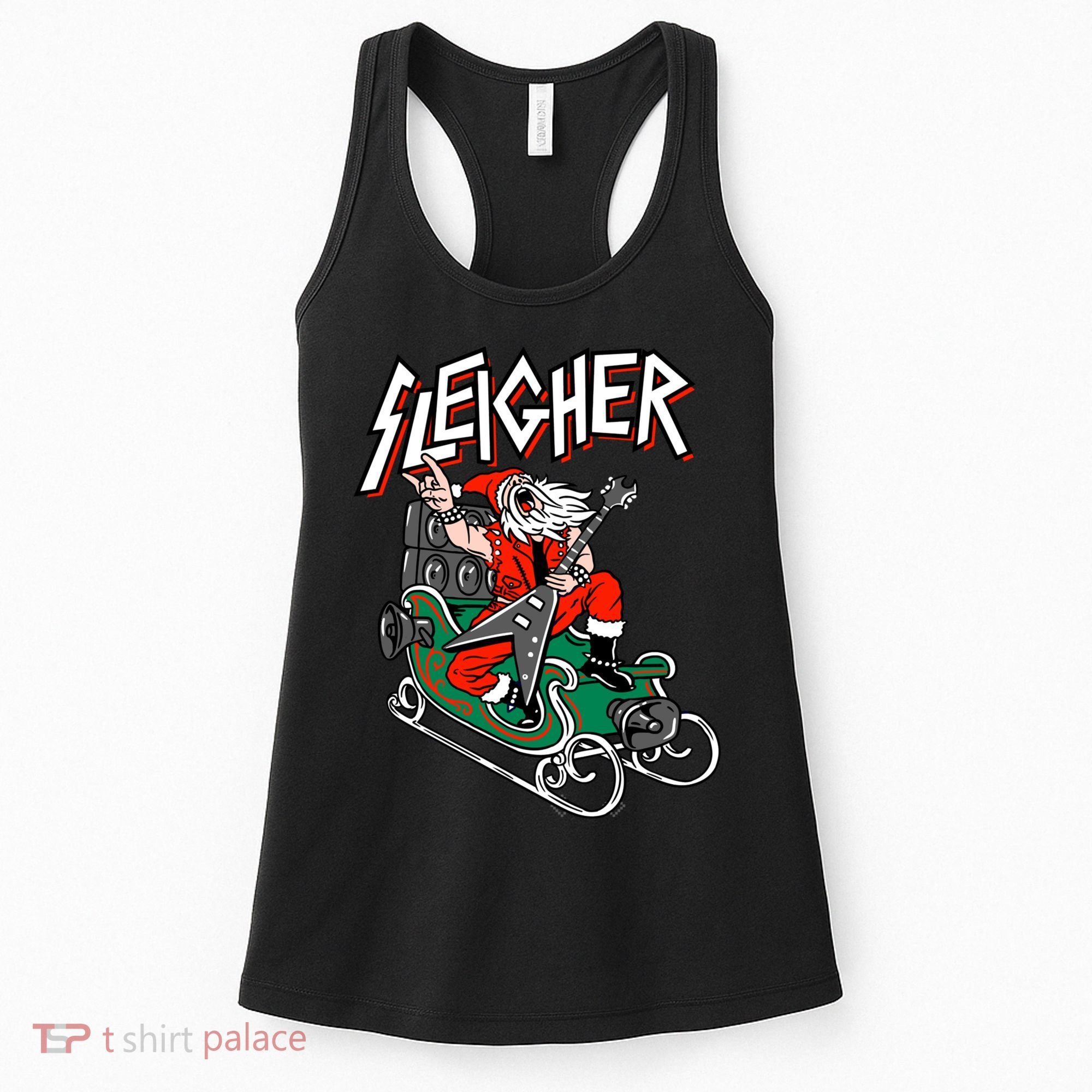 Ugly Christmas Sweater Sleigher Heavy Metal Santa Xmas Women's Tank Top