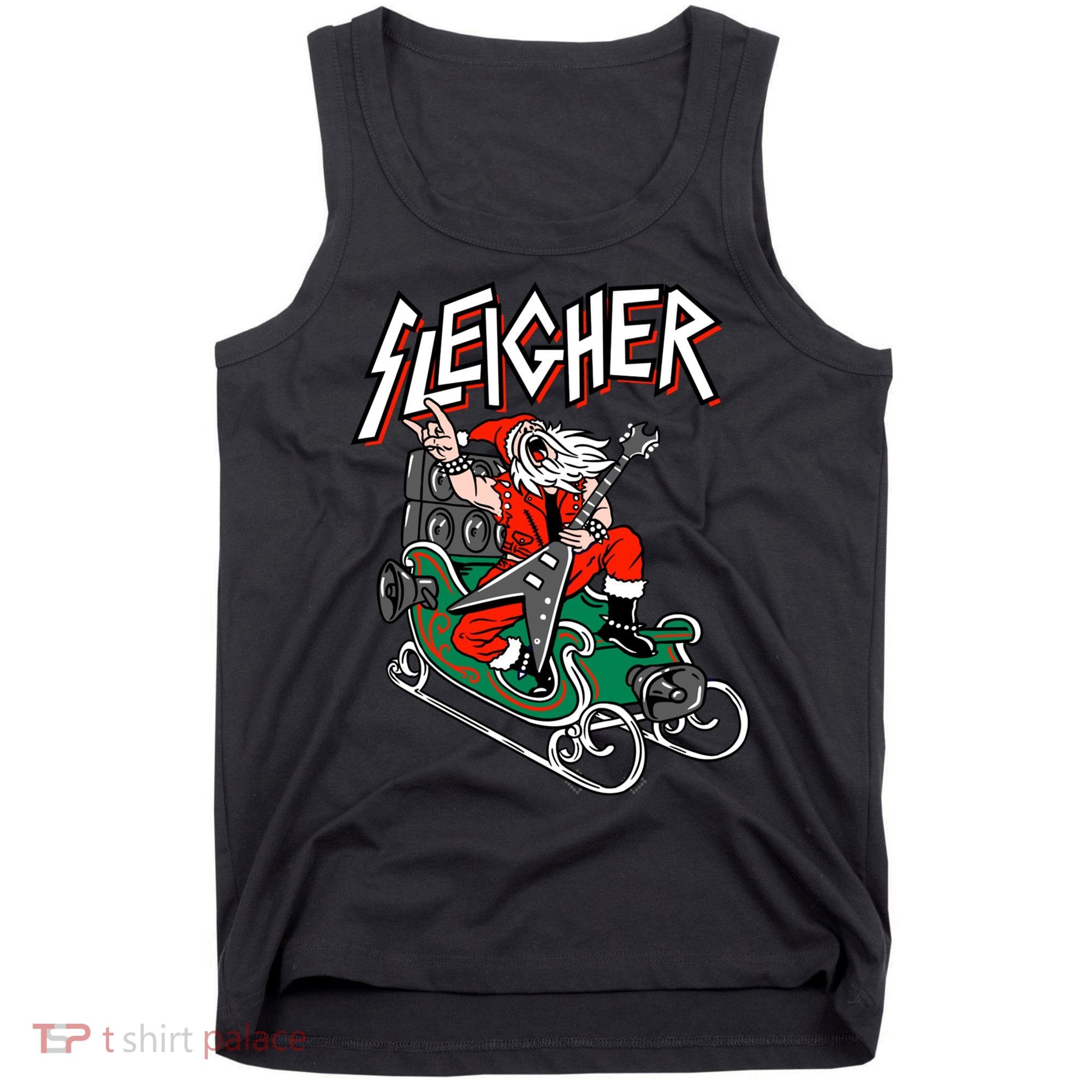 Ugly Christmas Sweater Sleigher Heavy Metal Santa Xmas Tank Top