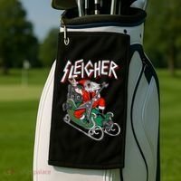Ugly Christmas Sweater Sleigher Heavy Metal Santa Xmas Golf Towel thumb 2