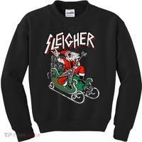 Ugly Christmas Sweater Sleigher Heavy Metal Santa Xmas Kids Sweatshirt thumb 0