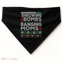 Ugly Christmas Sweater Football Throwing Bombs Banging Moms USA-Made Doggie Bandana thumb 0