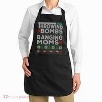 Ugly Christmas Sweater Football Throwing Bombs Banging Moms Apron thumb 2