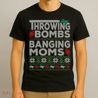Ugly Christmas Sweater Football Throwing Bombs Banging Moms T-Shirt thumb 3