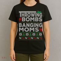 Ugly Christmas Sweater Football Throwing Bombs Banging Moms T-Shirt thumb 4