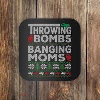 Ugly Christmas Sweater Football Throwing Bombs Banging Moms Coaster thumb 0