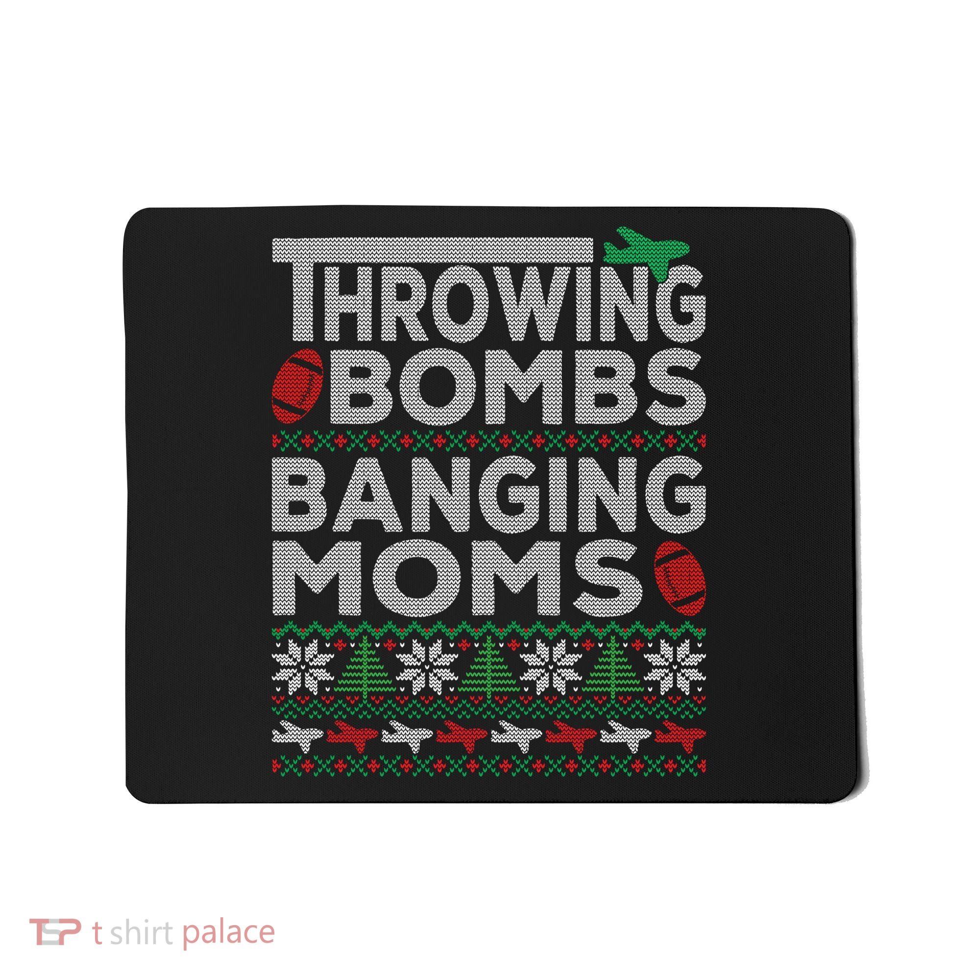 Ugly Christmas Sweater Football Throwing Bombs Banging Moms Mousepad