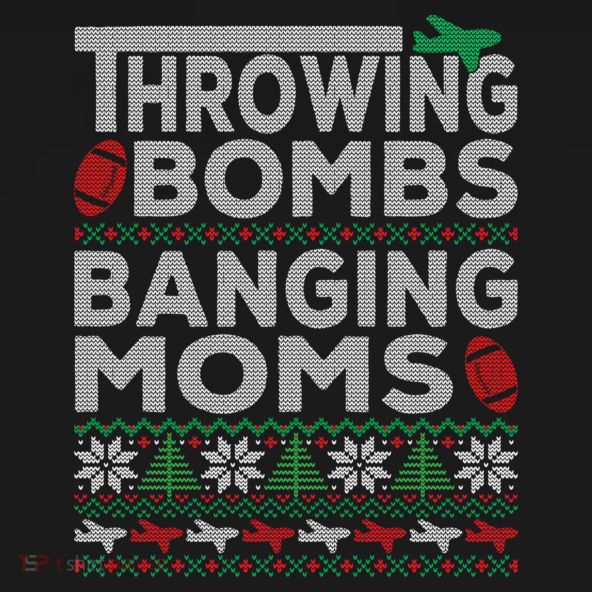 Ugly Christmas Sweater Football Throwing Bombs Banging Moms Mousepad