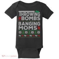 Ugly Christmas Sweater Football Throwing Bombs Banging Moms Baby Bodysuit thumb 0