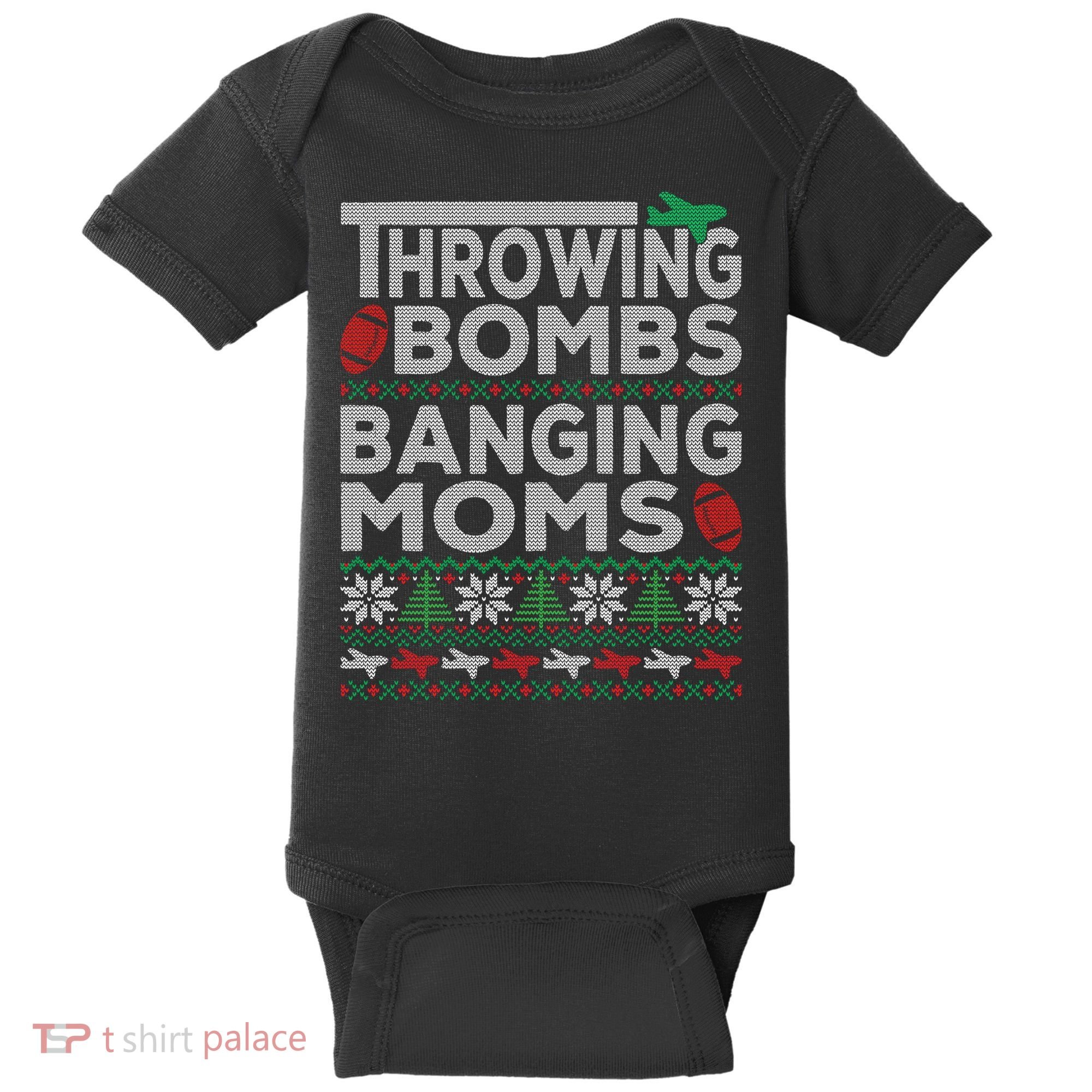 Ugly Christmas Sweater Football Throwing Bombs Banging Moms Baby Bodysuit